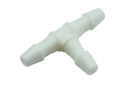 Dental Fitting - Tee Plastic - 1/8 white fits 1/4" O.D Tubing