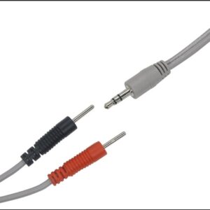 Physiotherapy Lead Wires 120" 2-COND GREY 1/8" STEREO TO DUAL .082" PINS BLACK
