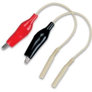 Physiotherapy Lead Wires 6" RED FEMALE SLIM .08" SOCKET TO ALLIGATOR CLIP WIRES