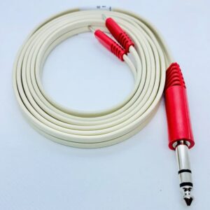 Physiotherapy Lead Wires FDA 1/4" STEREO DUAL RED BLACK PINS 72" IVORY LEAD