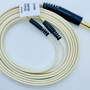 Physiotherapy Lead Wires GOLD FDA 1/4" STEREO DUAL GOLD PINS BLACK 120" GREY LEAD