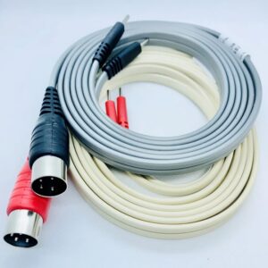 Physiotherapy Lead Wires 72" IVORY LEAD 4 PIN DIN DUAL RED BLACK PINS