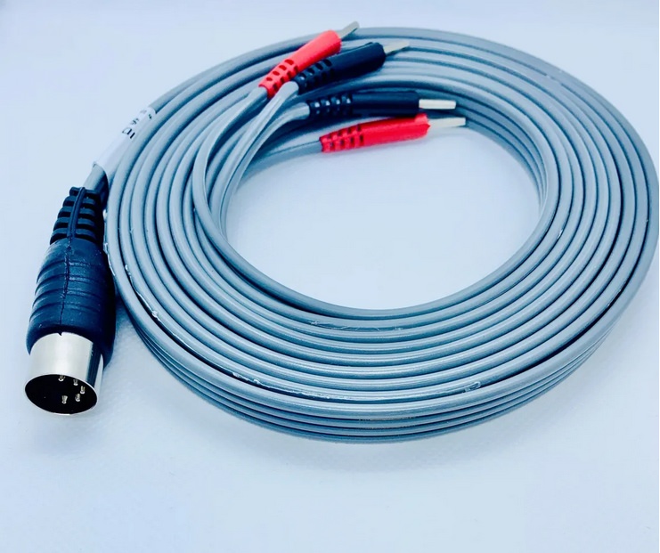 Physiotherapy Lead Wires 72" GREY LEAD 5 PIN DIN to FOUR RED BLACK PINS