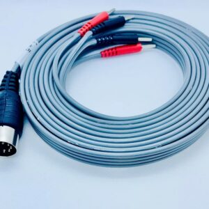Physiotherapy Lead Wires 72" GREY RA ENRAF STYLE 4 PIN DIN to DUAL PINS
