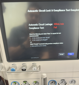 Mindray A5 showing a failed compliance Failure