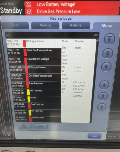 Mindray A5 - Showing a list of error codes